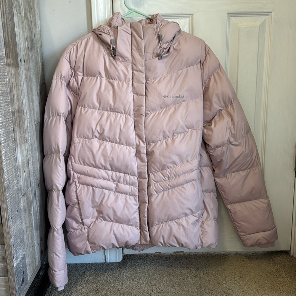 Pink Columbia Puffer Jacket with Removable Hood / Fur